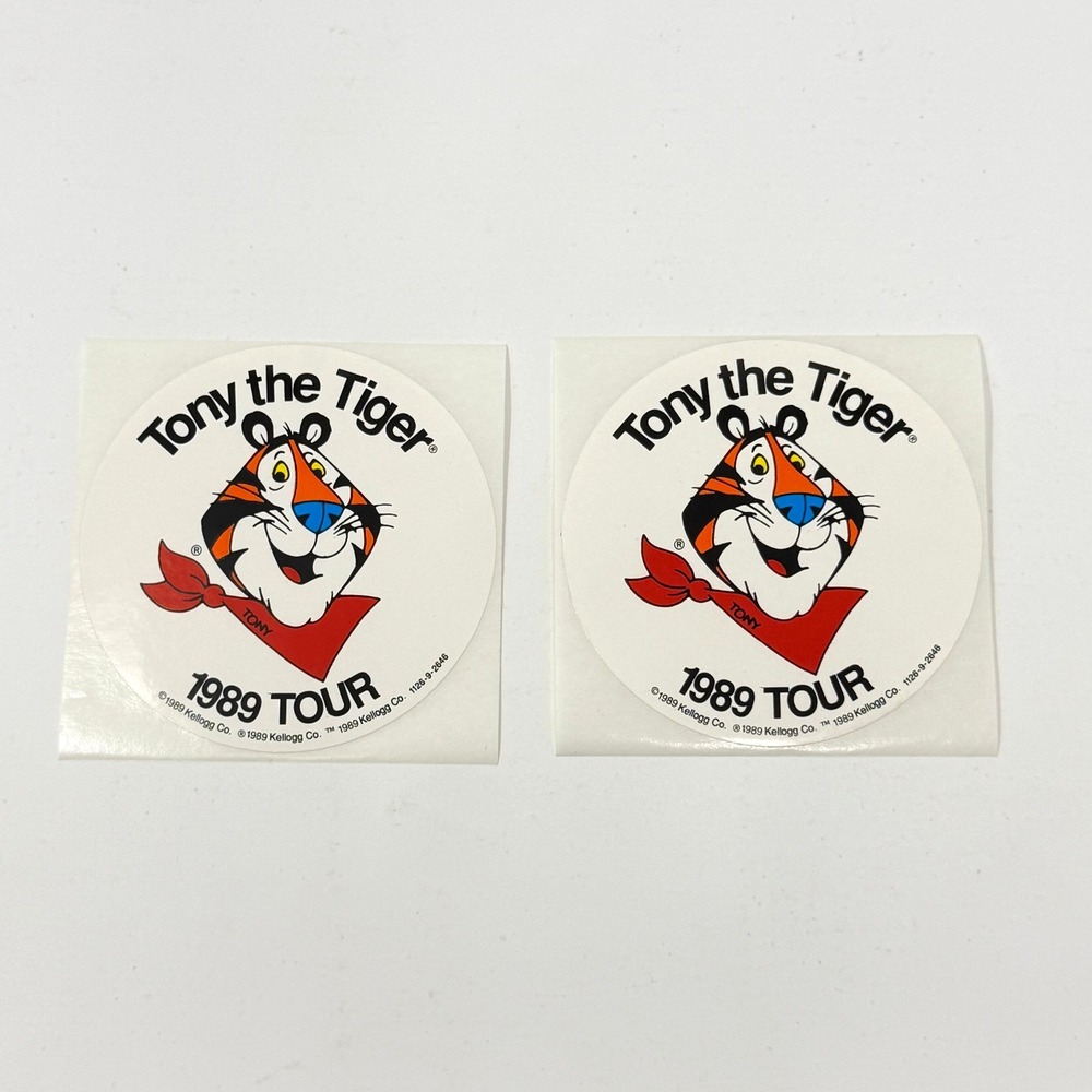 Kellogg's Tony the Tiger 1989 Tour Sticker Lot of 2 Vintage Cereal Advertising